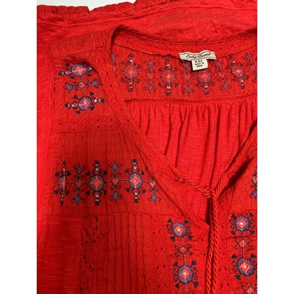 Lucky Brand Womens XXL Sleeveless Red Top With Embroidery - Picture 4 of 4